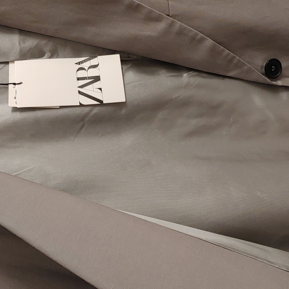 NWT Zara Gray Linen Blend Vest/ Waistcoat Size XL - Picture 10 of 14